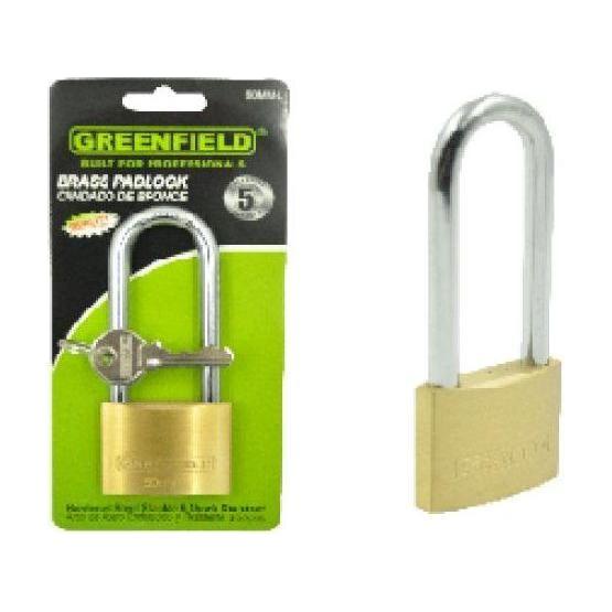 Greenfield TO50L Brass Padlock Long Shackle 50mm - KHM Megatools Corp. Greenfield TO50L Brass Padlock Long Shackle 50mm - KHM Megatools Corp.